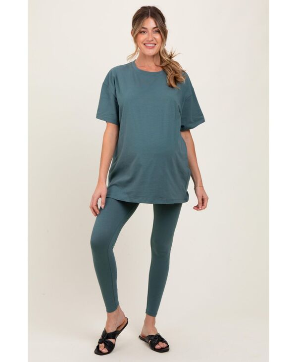 ピンクブラッシュ レディース ボトムス レギンス クルーネック マタニティ Pinkblush Maternity Oversized Crewneck Short Sleeve and Leggin