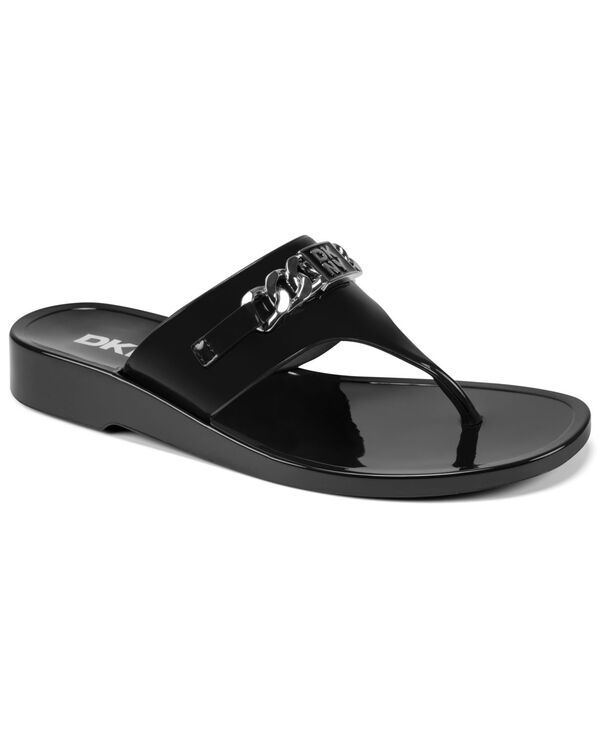 ダナ キャラン ニューヨーク レディース シューズ サンダル DKNY Womens Vasi Thong Jelly Flat Sandals Black ブラック