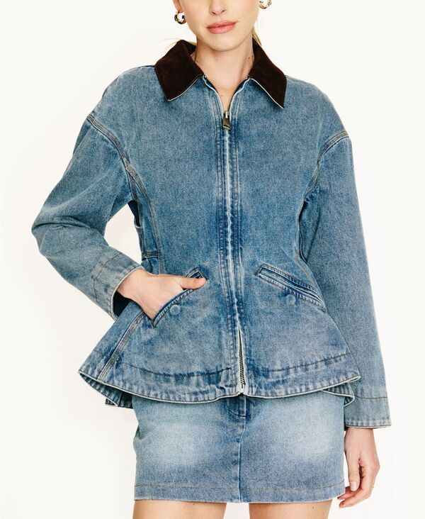 ラインアンドドット レディース ボトムスカート ミニ Line Dot Womens Mottle Mini Skirt Denim Blue デニム