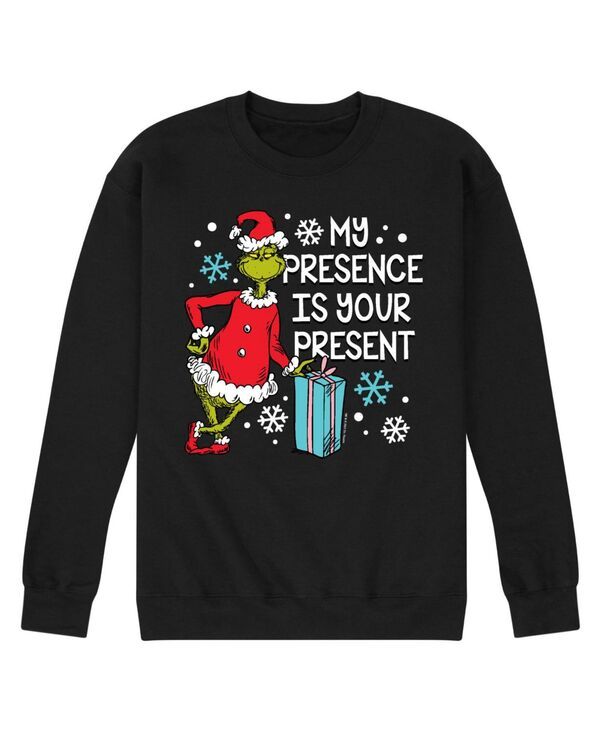 エアウェーブス メンズ トップス Tシャツ フリース AIRWAVES Mens The Grinch My Presence Is Your Present Long Sleeve Fleece B