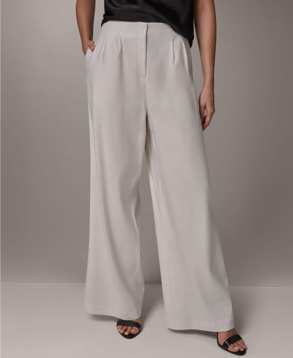 ダナ キャラン ニューヨーク レディース ボトムス カジュアルパンツ プリーツ Donna Karanew York Womens Pleated WideLeg Pants Cream クリーム
