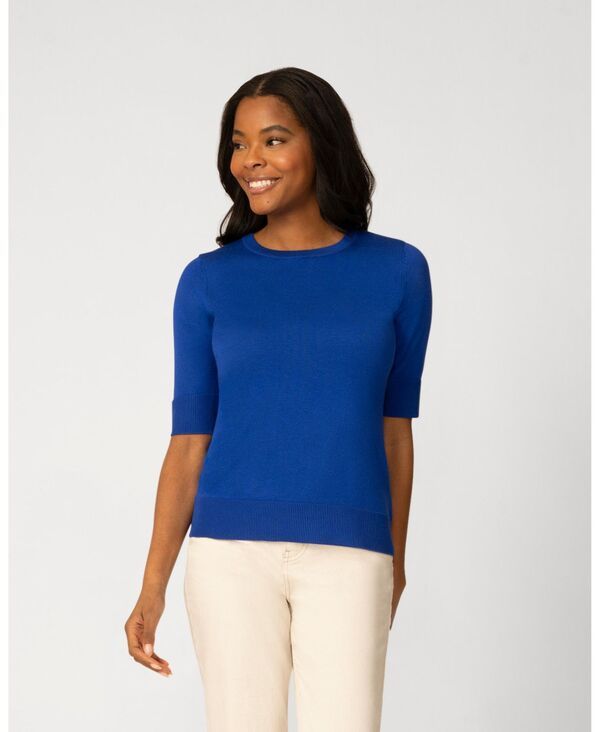 ケーブルアンドゲージ レディース アウター ニット・セーター クルーネック Cable Gauge Womens Elbow Sleeve Crewneck Sweater Angelfish blu