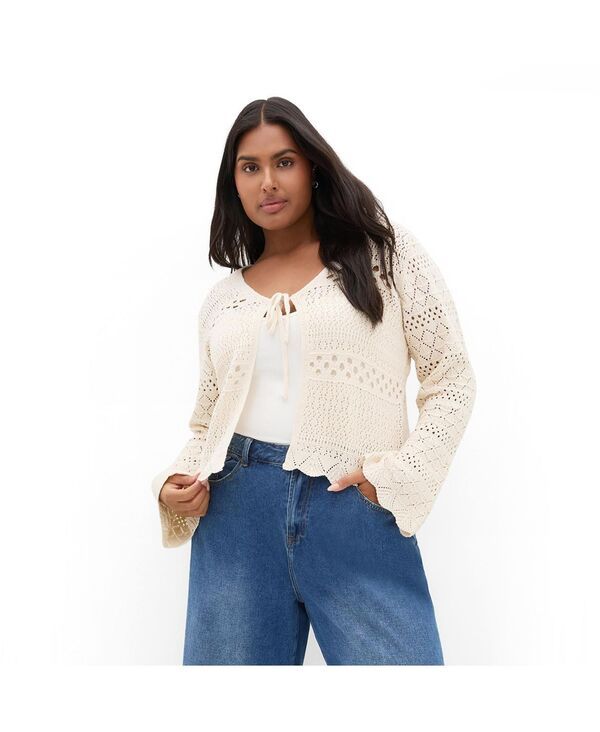 シティーシック レディース アウター ニット・セーター CITY CHIC Womens Crochet Love Tie Frontop Butter