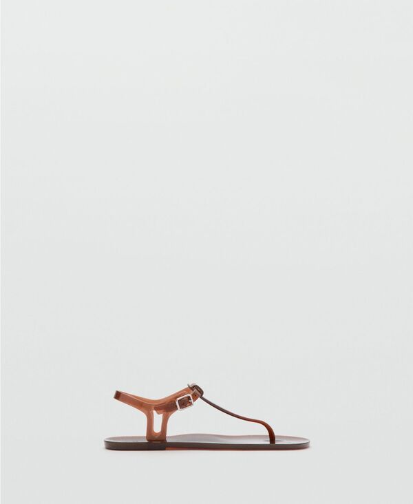 マンゴ レディース シューズ サンダル MANGO Womens Buckle Closure Jelly Sandals Chocolate チョコレート