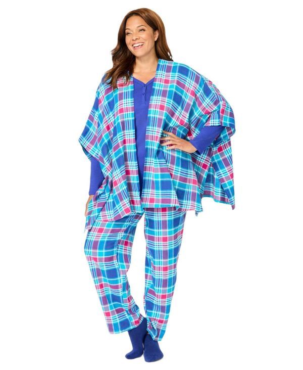 ドリームスアンドコー レディース アンダーウェア ナイトウェア Dreams Co Womens Dreams and Co 4Piece Pajama Set Ultra blue plaid ブル