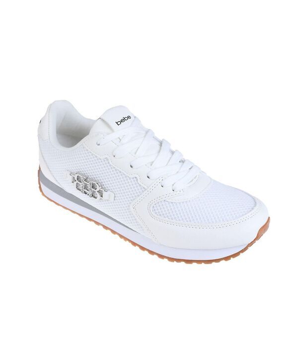 ベベ レディース シューズ スニーカー レース Bebe Womensneaker with MultiMaterial Upper andualaces White ホワイト
