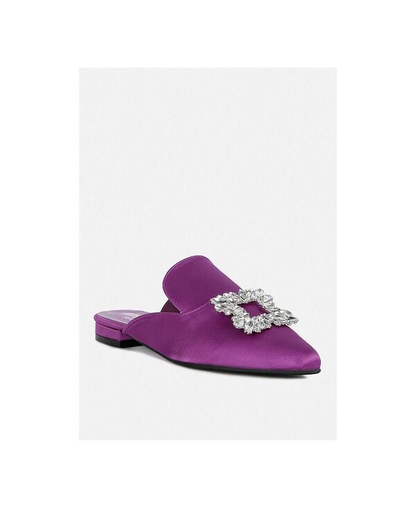 ラグアンドコー レディース シューズ サンダル Rag Co PERRINE Womens Diamante Brooch Slip On Mules Purple パープル