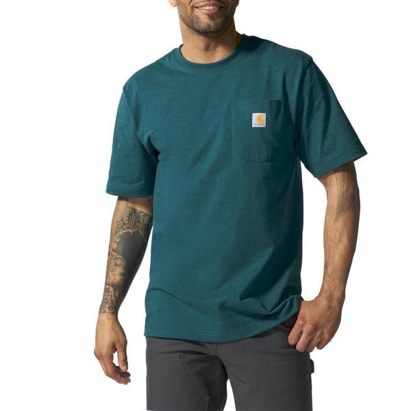 カーハート メンズ トップス Tシャツ Carhartt K87 Loose Fit Workwear TShirt Short Sleeve Greenstone Heather ヘザー