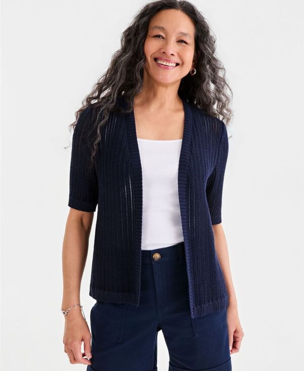 スタイルアンドコー レディース アウター ニット・セーター コットン カーディガン Style Co Womens Cotton OpenFront ElbowSleeve Cardigan INDU