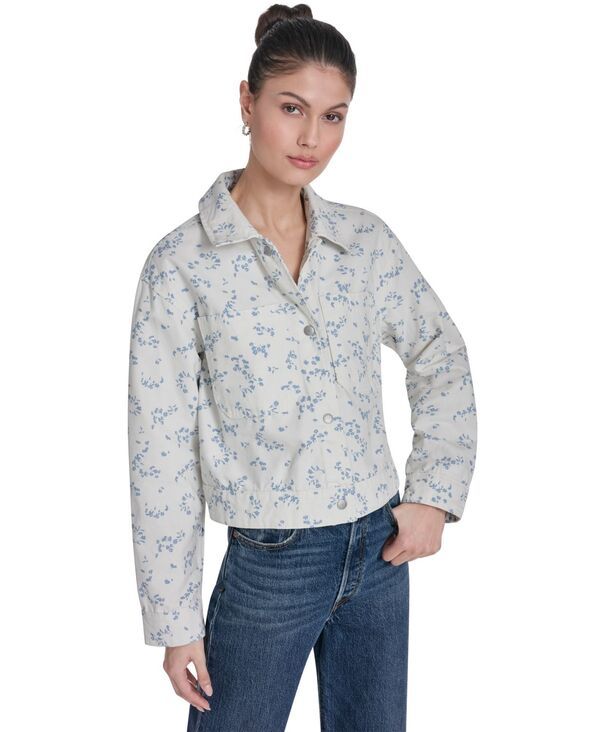 リーバイス レディース アウター ジャケット・ブルゾン ダウン Levis Womens Laydown Collar ButtonFront Jacket White Print ホワイト