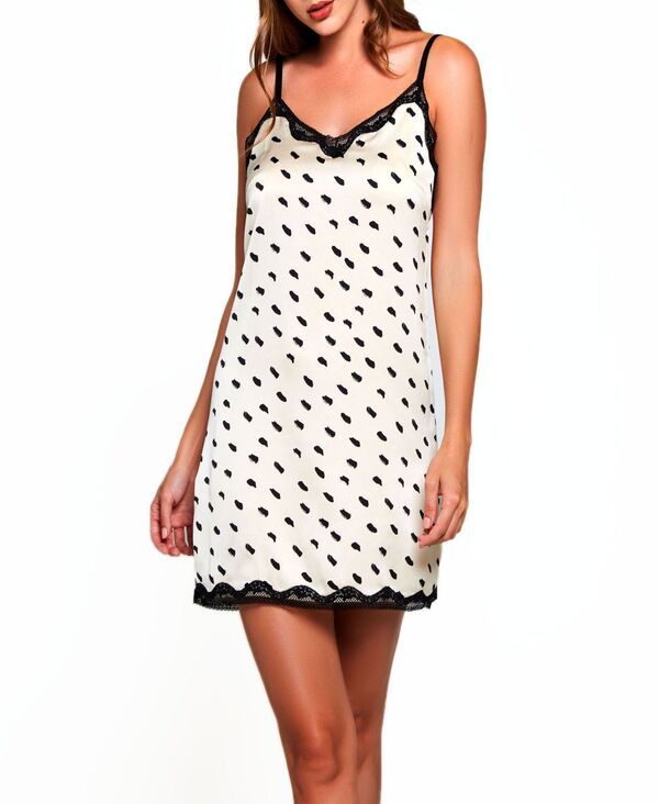 アイコレクション レディース アンダーウェア ナイトウェア ドット柄 ドット プリント レース iCollection Womens Nadia Polka Dot Printed Chemise T