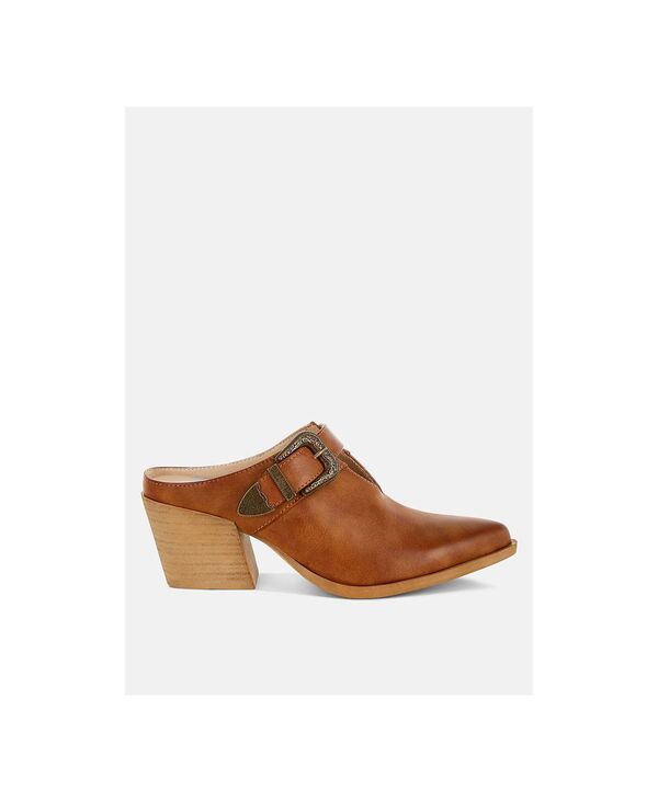 ラグアンドコー レディース シューズ サンダル Rag Co Holler Carved Buckle Statement Mules Tan タン