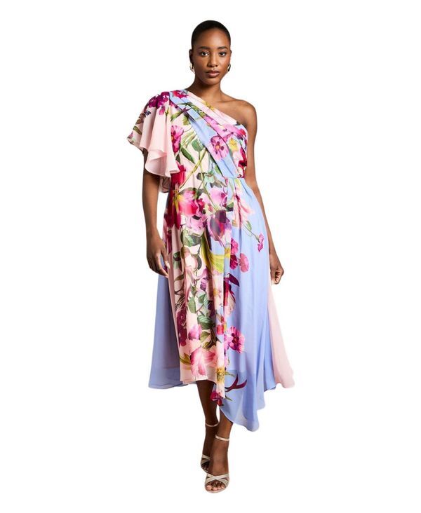 コースト レディース トップス ワンピース シフォン フラワー柄 プリント フラワー Coast Womens Floral Printed Chiffon Dress Light blue ブルー