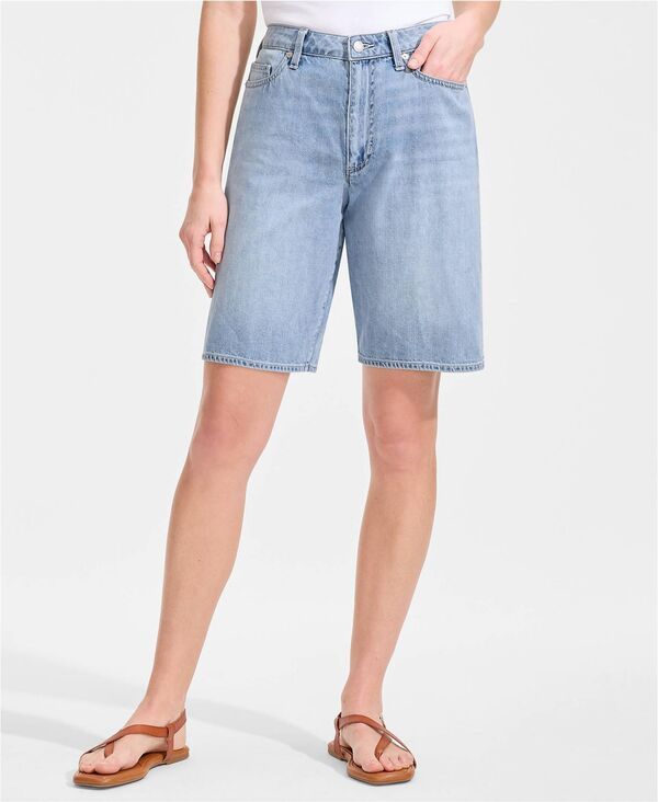 ランズエンド レディース ボトムス ハーフパンツ・ショーツ ショートパンツ デニム Lands End Womens Lightweight Denimid Rise 10 Shorts Lake b
