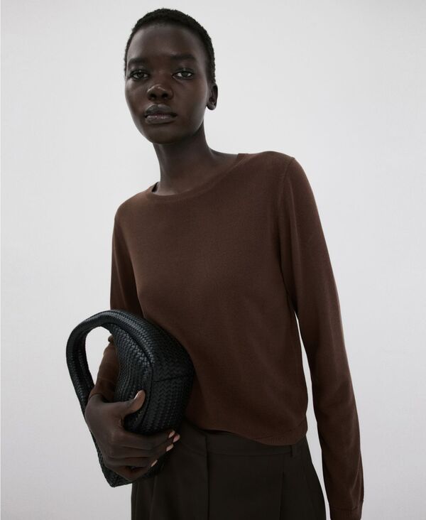 マンゴ レディース アウター ニット・セーター 長袖 MANGO Womens LongSleeve Knitted Sweater Chocolate チョコレート