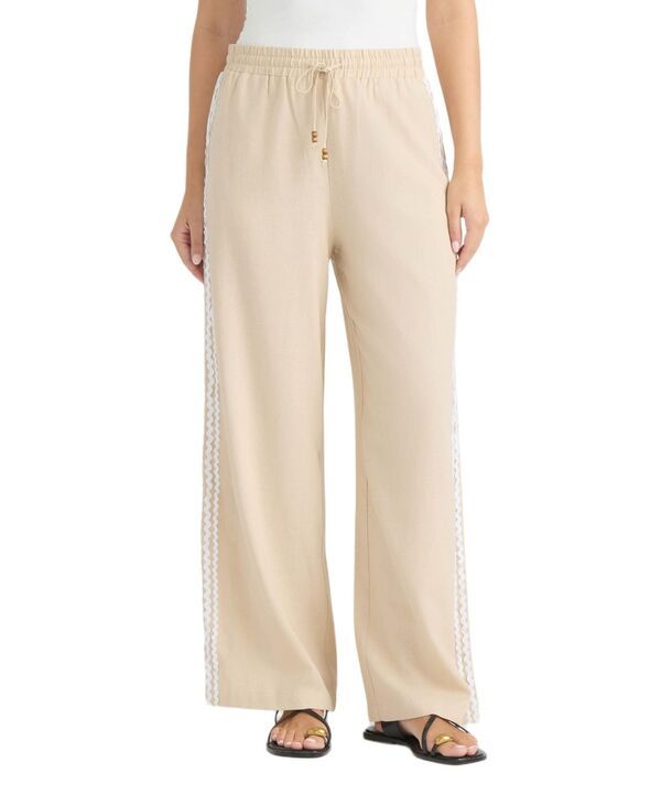 エレントレイシー レディース ボトムス カジュアルパンツ ワイドレッグ Ellen Tracy Womens Wide Leg Pant with Ric Rac Detailinen