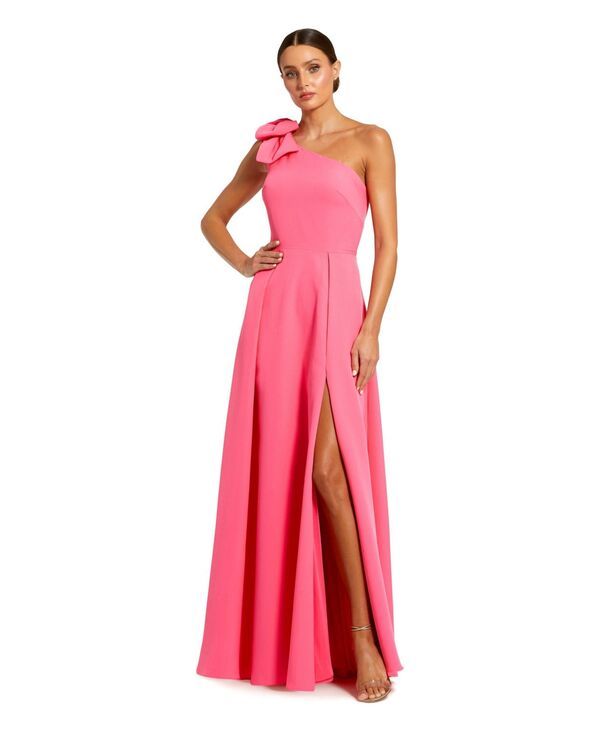 マックダガル レディース トップス ワンピース A ライン フロントスリット ワンショルダー Mac Duggal Womens OneShoulder Bow ALine Gown with Fro