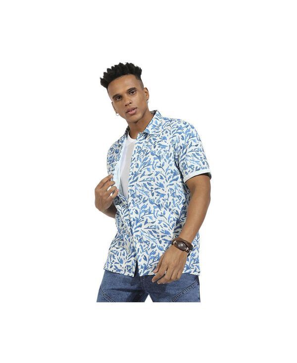 キャンパスストラ メンズ トップス シャツ Campusutra Mens Blue Foliage Strokeshirt Blue ブルー
