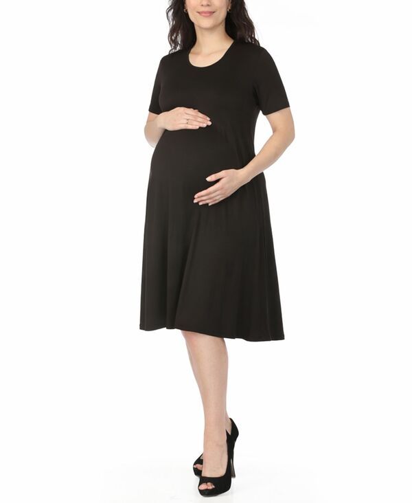 ホワイトマーク レディース トップス ワンピース A ライン 半袖 マタニティ White Mark Womens Maternity ShortSleeve ALine Dress Black ブラ