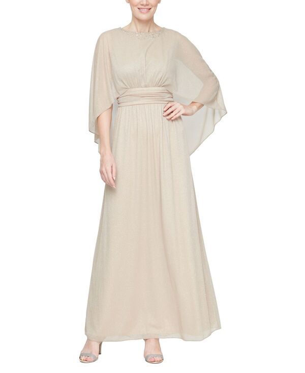 エスエルファッションズ レディース トップス ワンピース プチ ギャザー マキシ SL Fashions Petite Ruched Waist Maxi Dress Champagne シャンパン