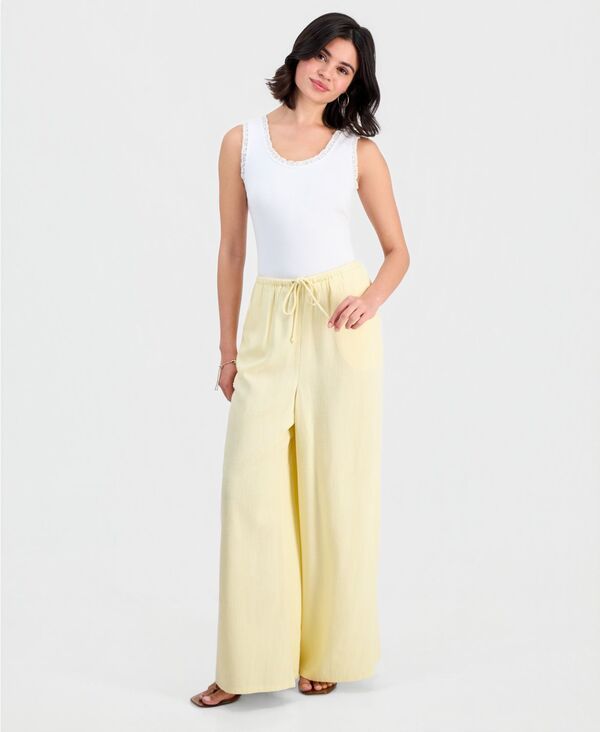 アンドノウディス レディース ボトムス カジュアルパンツ And Now This Womenstriped Eyelet WideLeg Pants Manila ストライプ