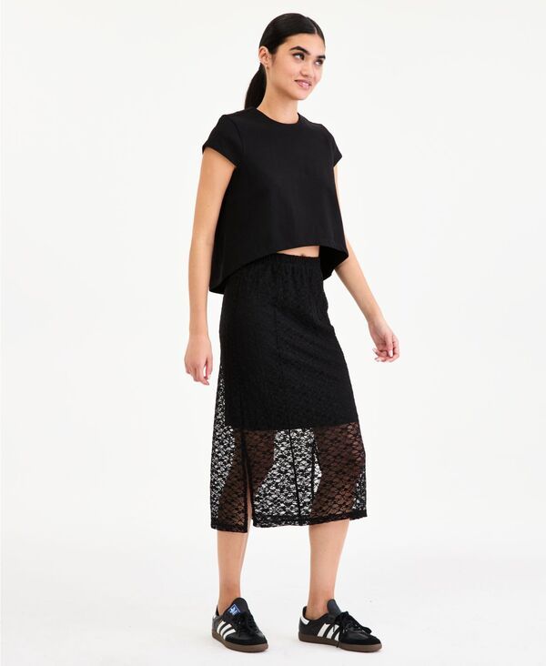 バースリー レディース ボトムスカート A ライン レース Bar III Womens Lace ALine Skirt Black ブラック