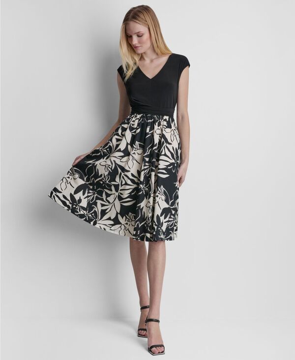 ダナ キャラン ニューヨーク レディース トップス ワンピース Vネック ミディ ノースリーブ DKNY Womensleeveless VNeck Fit and Flare Midi Dress
