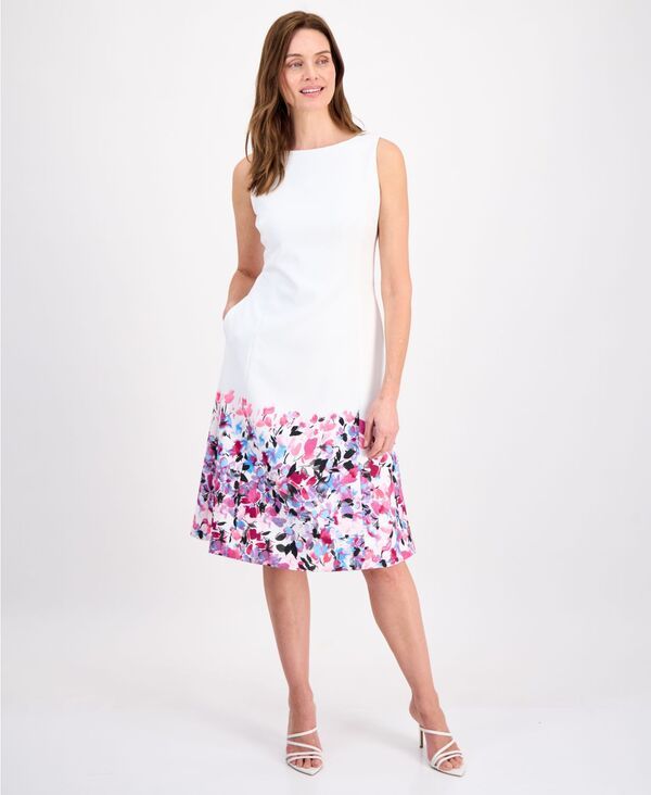 カスパール レディース トップス ワンピース フラワー柄 ミディ ノースリーブ フラワー Kasper Womensleeveless Floral Midi Dress Lily White Mul