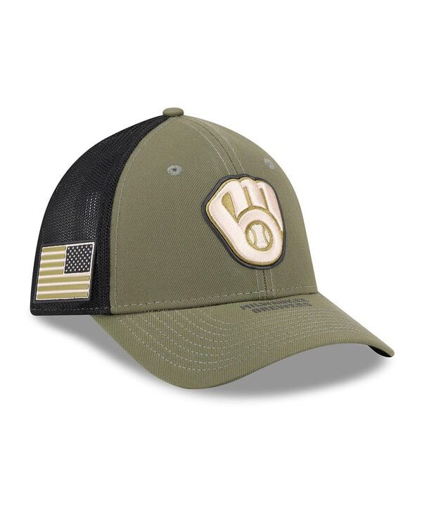 ニューエラ メンズ アクセサリー 帽子 New Era Mens Olive Milwaukee Brewers 2026 Armed Forces Day 39THIRTY MCrown Flex
