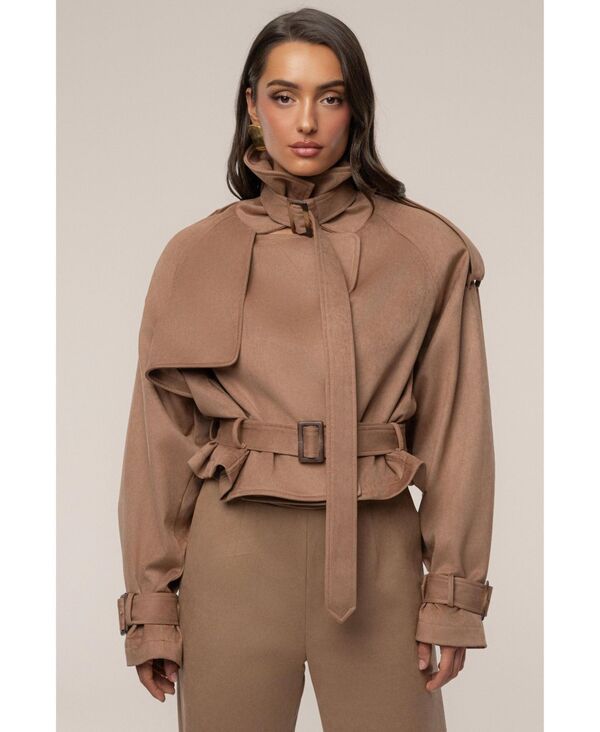 ジェイラックスレーベル レディース アウター ジャケット・ブルゾン クロップド JLUXLABEL Womens Latte Cropped Jacket Beige ベージュ