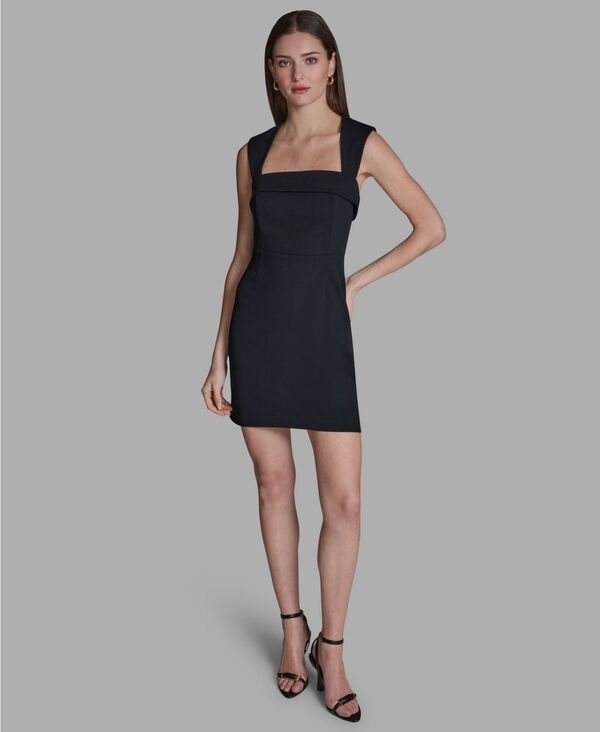 ビーシビージー レディース トップス ワンピース A ライン ミニ BCBG Womens WideStrap Square Neck ALine Mini Dress Black ブラック
