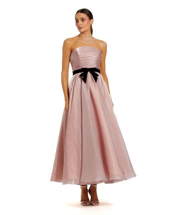 マックダガル レディース トップス ワンピース ドット柄 ドット プチ ストラップレス Mac Duggal Petite Polka Dot Organza Strapless Dress With