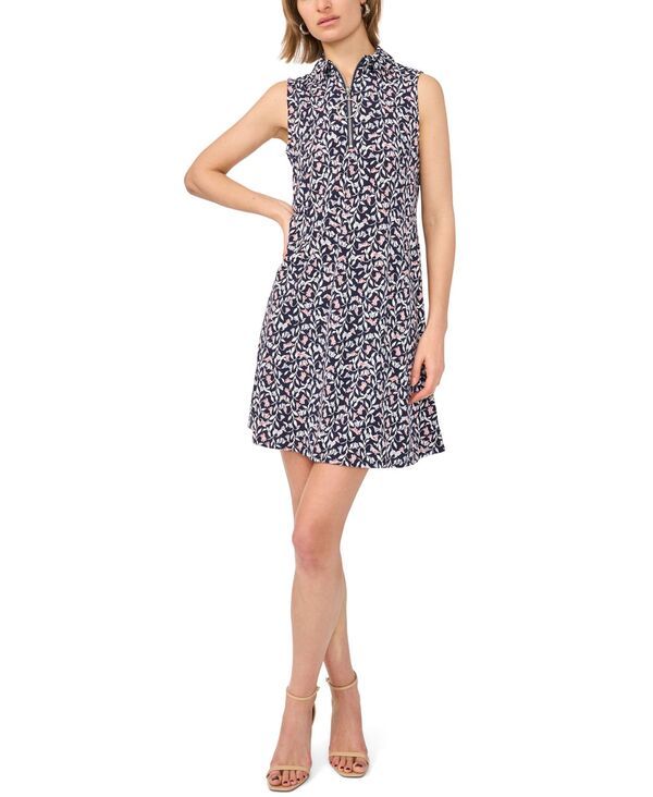 ミスク レディース トップス ワンピース ノースリーブ MSK Womensleeveless Zip Dress JBS Navy ネイビー