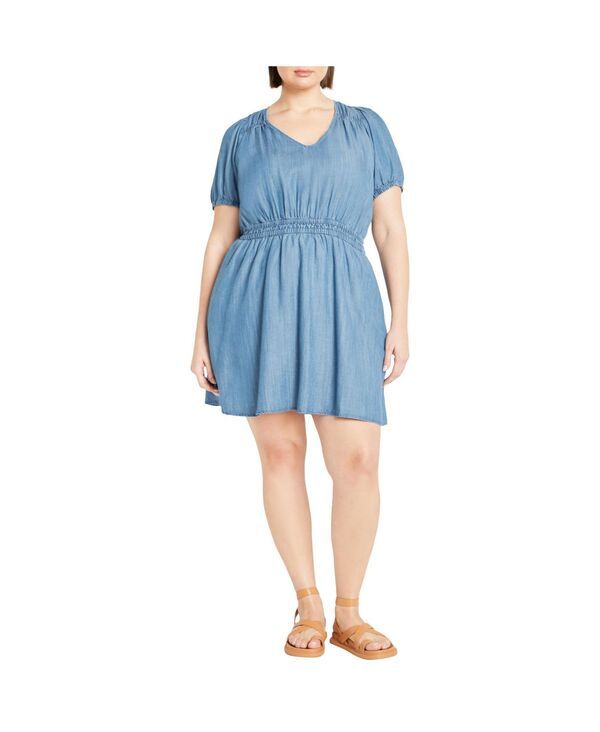 シティーシック レディース トップス ワンピース ミニ CITY CHIC Womens Emma Mini Dress Mid wash