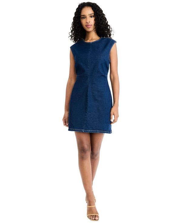ドナモーガン レディース トップス ワンピース クルーネック ミニ ノースリーブ デニム Donna Morgan Womensleeveless Crewneck Denimini Dress Da