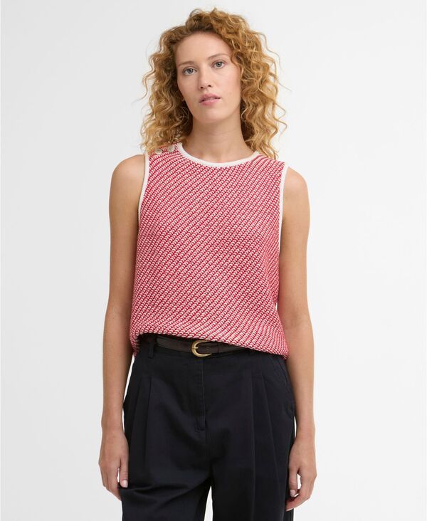 バブアー レディース アウター パーカー・スウェット ノースリーブ ニット Barbour Womens Amanda Knitted Sleeveless Knitopoppy Red レッド