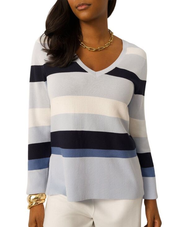 ケーブルアンドゲージ レディース アウター ニット・セーター Vネック Cable Gauge Womens Texture Stripe VNeck Sweater Heather combo ヘザ