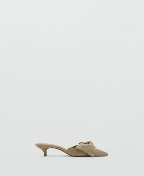 マンゴ レディース シューズ パンプス レザー ヒール MANGO Womens Bow Heeled Leather Shoes Ecru エクリュ