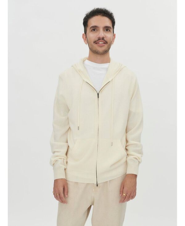 ゴビ カシミヤ メンズ アウター パーカー・スウェット Gobi Cashmere Mens Cashmere Zip Hoodie Neutralwhite asparagus ホワイト