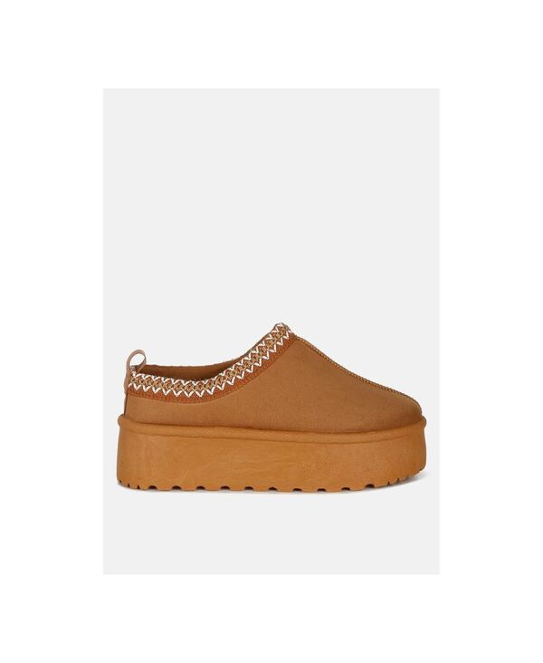 ロンドンラグ レディース シューズ パンプス プラットフォーム 刺繍 London Rag Struter Embroide red Platform Fur Classic SlipOn Tan タ