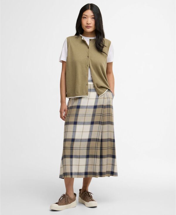 バブアー レディース ボトムスカート ミディ Barbour Womens Ballina Mock Wrap Midi Skirt Dress Navy Tartan ネイビー 24,708円