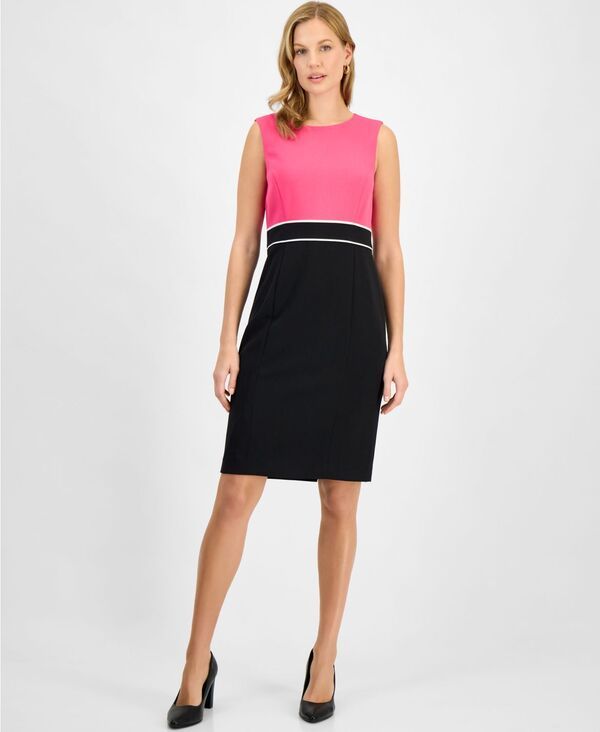 カスパール レディース トップス ワンピース プチ カラーブロック Kasper Womens Colorblock Sheath Dress Regular Petite Pink Perfecti