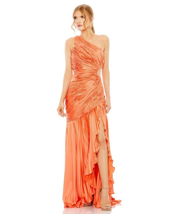 マックダガル レディース トップス ワンピース カットアウト プリーツ ワンショルダー Mac Duggal Womenside CutOut OneShoulder Pleated Gown Cor