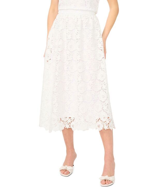 セセ レディース ボトムスカート A ライン ミディ レース CeCe Womens Lace ALine Midi Skirt Ultra White ホワイト