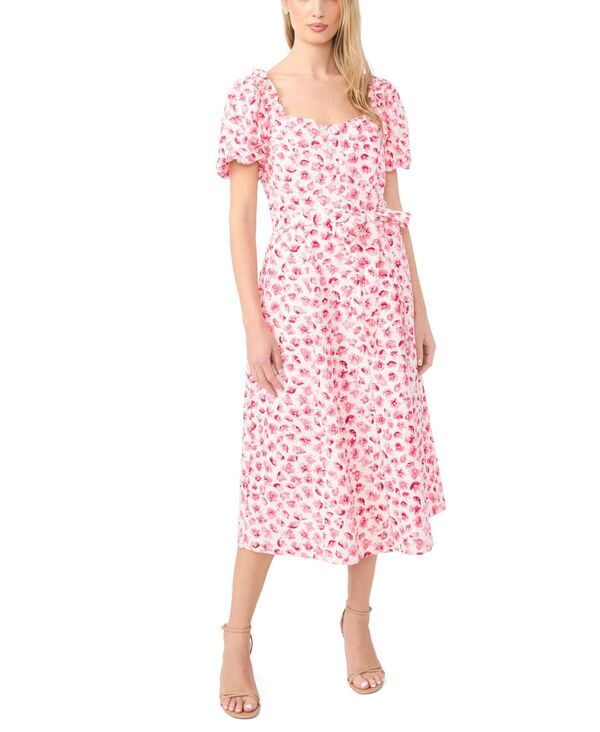 セセ レディース トップス ワンピース パフスリーブ ミディ コットン CeCe Womensweetheart Neck PuffSleeve Cotton Midi Dress Rose Ceri