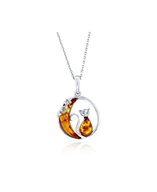 カリビアントレジャーズ レディース アクセサリー ネックレス・チョーカー・ペンダントトップ Caribbean Treasuresterling Cat Moon Amber Pendant Ambe