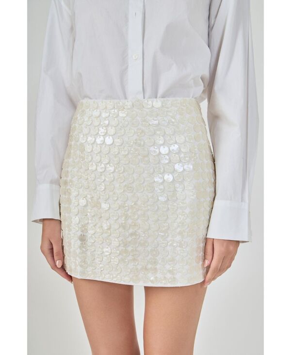 エンドレスローズ レディース ボトムスカート ミニ endless rose WomenS Circle Mother Of Pearls Mini Skirt Off white オフホワイト