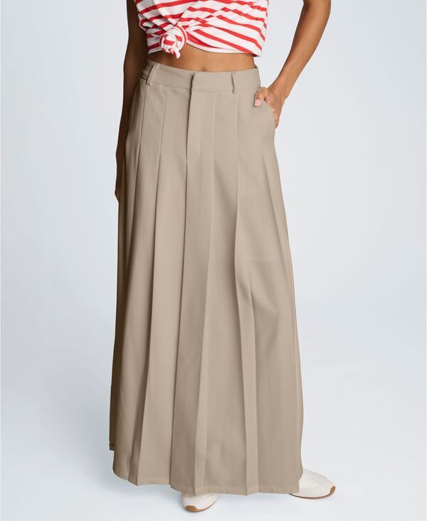 ケネスコール レディース ボトムスカート A ライン プリーツ マキシ Kenneth Cole Womens ALine Pleated Maxi Skirt Burlap