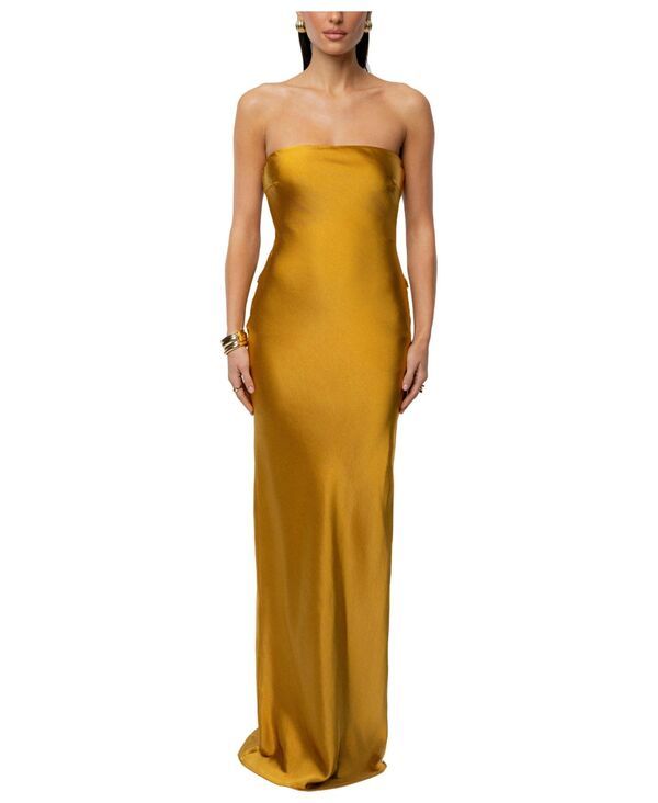 ジェイラックスレーベル レディース トップス ワンピース サテン マキシ JLUXLABEL Womens Regal Rising Satin Maxi Dress Gold ゴールド