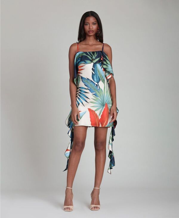 アヴェックレフィーユ レディース トップス ワンピース アシンメトリー ドレープ ミニ サテン Avec Les Filles Womens Tropical Satin Asymmetric Dra